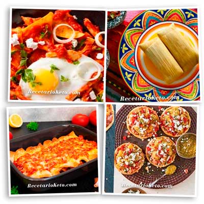 Recetario keto Collage de comida mexicana keto